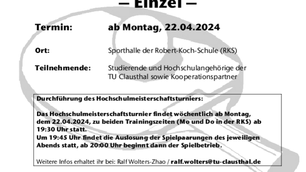Ergebnisse Hochschulmeisterschaft Tischtennis - Einzel - SS 2024