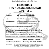 Ergebnisse Hochschulmeisterschaft Tischtennis - Einzel - SS 2024