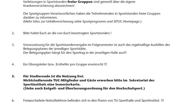 Nutzerordnung TU-Sporthalle
