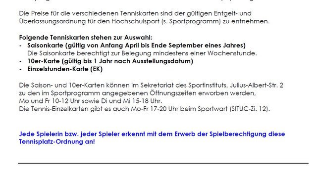 Nutzerordnung TU-Tennisplatz